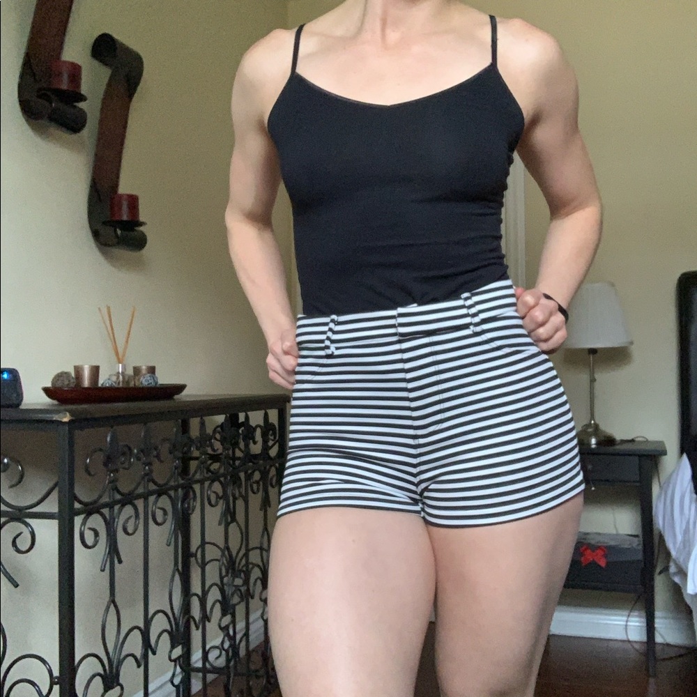 5 for $15 // high waisted striped shorts